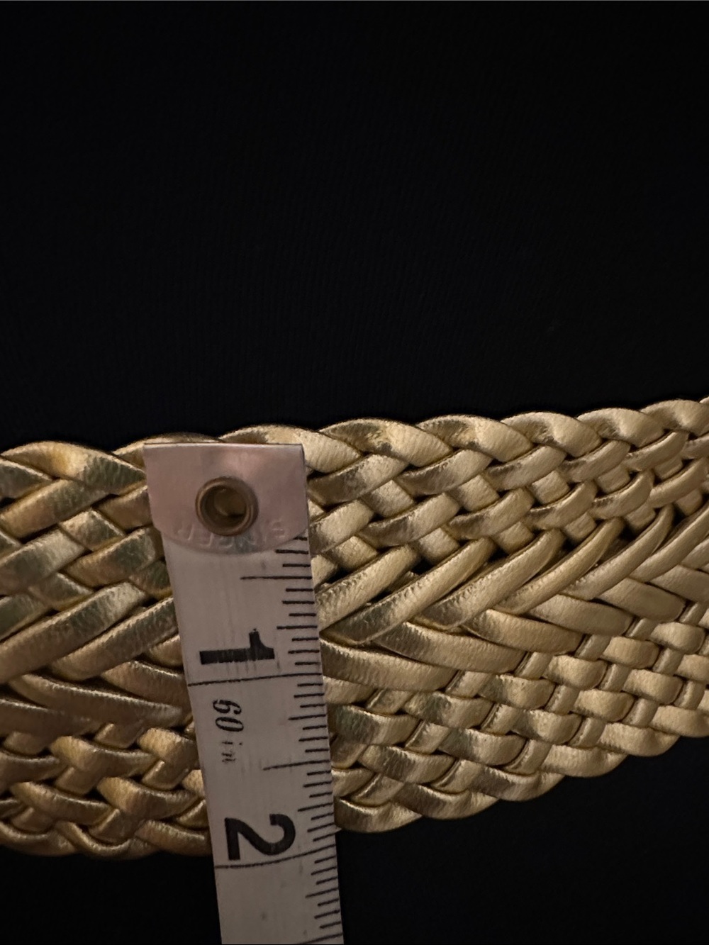 Woven Metallic Gold Women's Belt - Statement Waist Accessory Large - Picture 4 of 7
